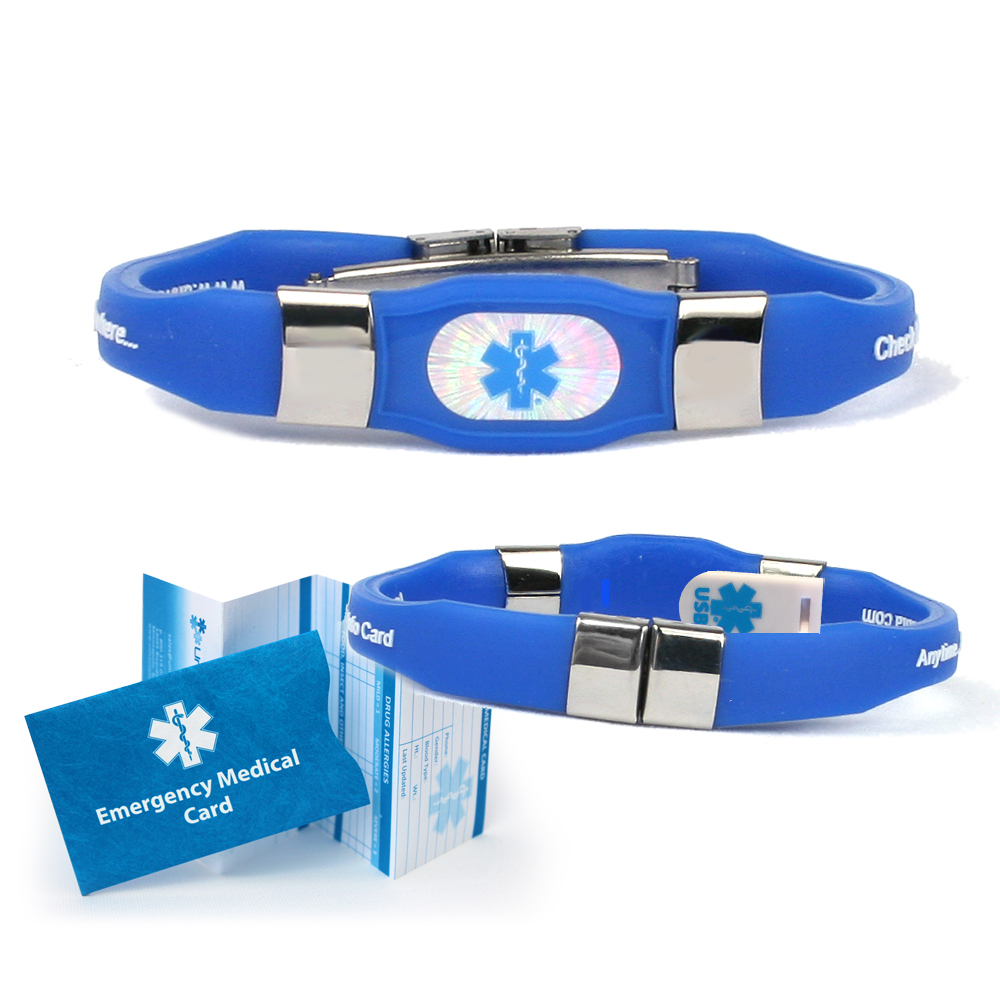 Blue Hologram USB Medical Alert Bracelet