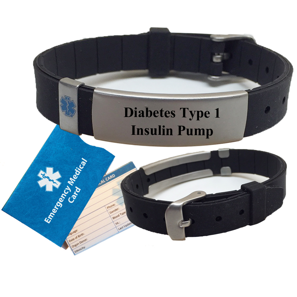 Advisor Slim Diabetes Type 1 Insulin Pump Medical Alert Bracelet Pre Engraved Advisor Slim Diabetes Type 1 Insulin Pump Medical Alert Bracelet