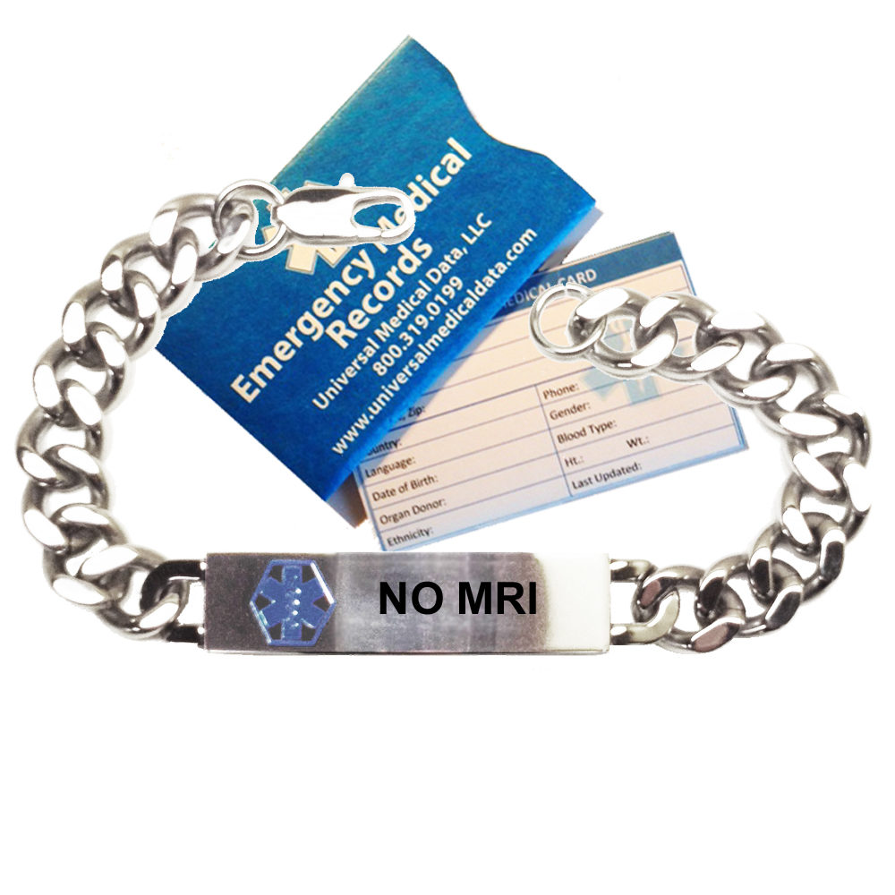 Preengraved NO MRI Traditional Medical ID Bracelet